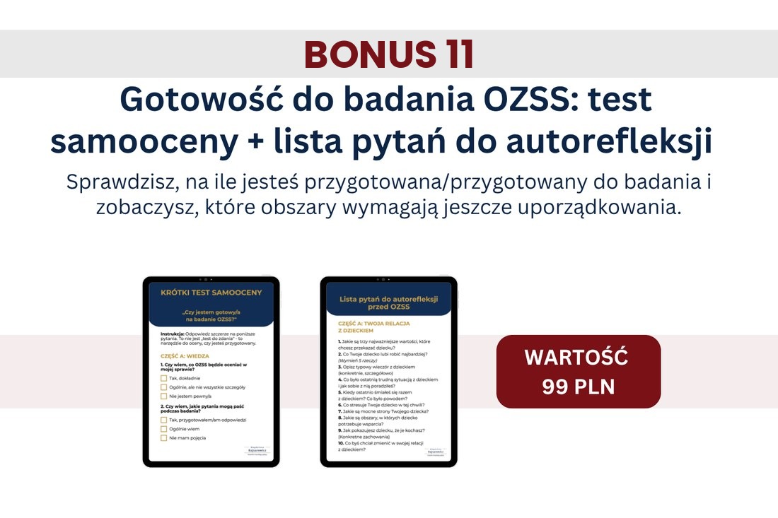 Bonus 11 – Gotowość do badania OZSS: test samooceny + lista pytań do autorefleksji (wartość 99 PLN)