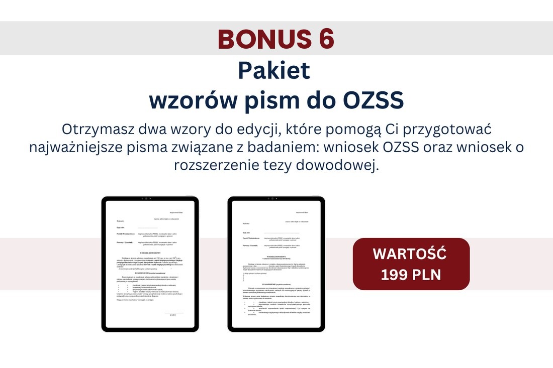 Bonus 6 – Pakiet wzorów pism do OZSS (wartość 199 PLN)